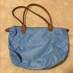 Small Light Blue Longchamp Le Pliage Tote